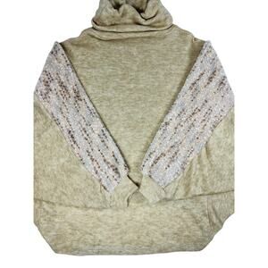 Gimmicks L Oversized Cowl Neck Sweater Tan Dolman Boho Cozy Knit